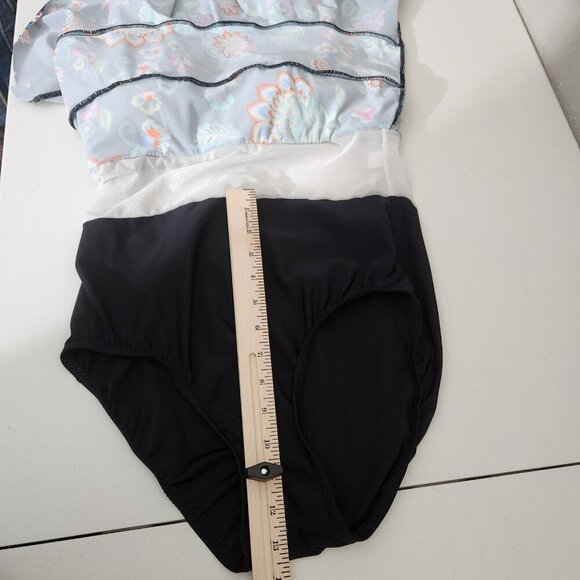 Croft & Barrow Swimsuit Womens 12 Floral Print Tiered Tankini Top Bathing Suit - Picture 9 of 16